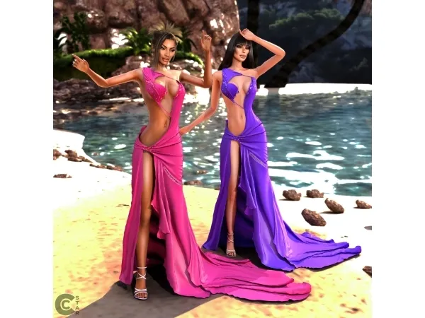 Alpha Cut Out Gown with floor length train cool_content_star - The Sims 4 Custom Content