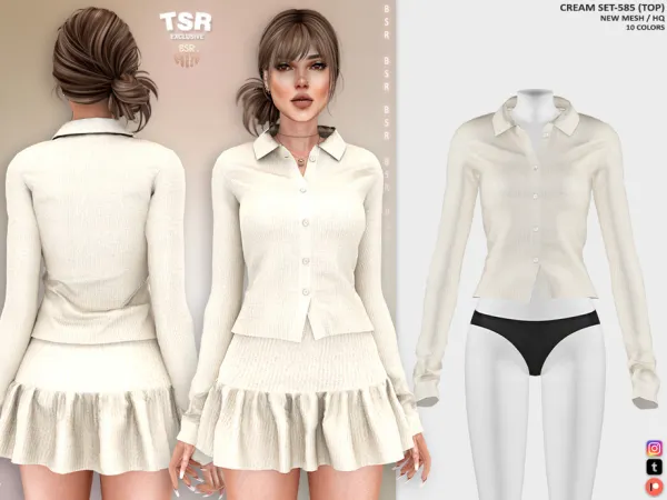 Alpha CREAM SET 585 (TOP) BD1497 tr by busratr - The Sims 4 Custom Content