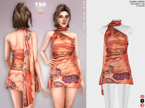 Alpha FLORAL DRESS BD1499 tr by busra - The Sims 4 Custom Content