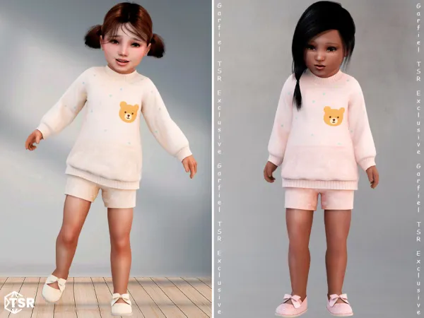 Alpha Viktoria Toddler loungewear with bear print by Garfiel - The Sims 4 Custom Content