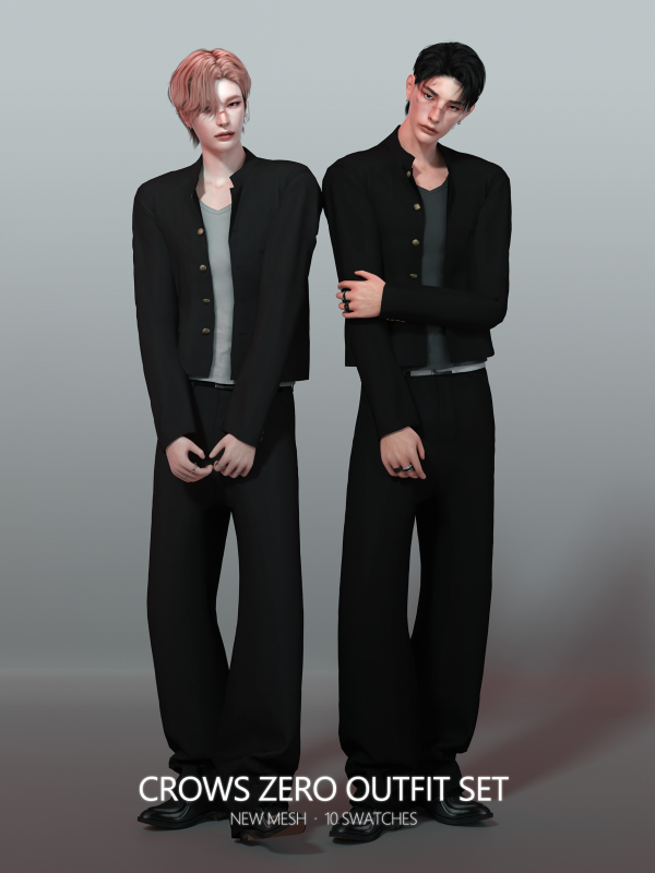 Alpha Crows Zero Outfit Set by simsfinds - The Sims 4 Custom Content