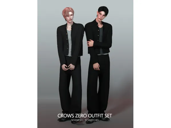 Alpha Crows Zero Outfit Set by RONA_SIMS - The Sims 4 Custom Content