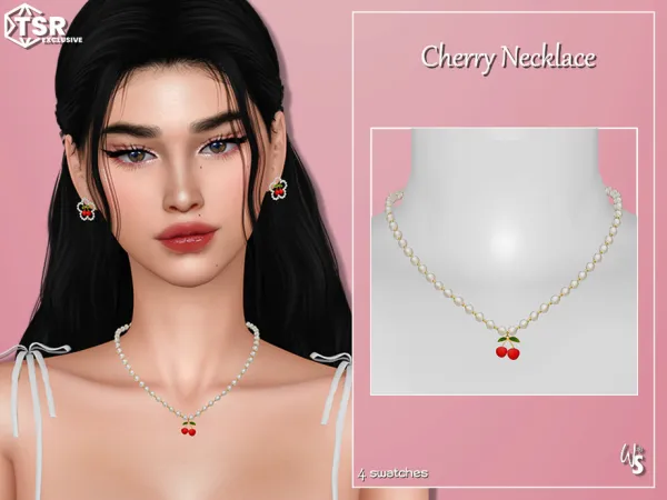 Alpha Cherry Necklace by wisteriasims - The Sims 4 Custom Content