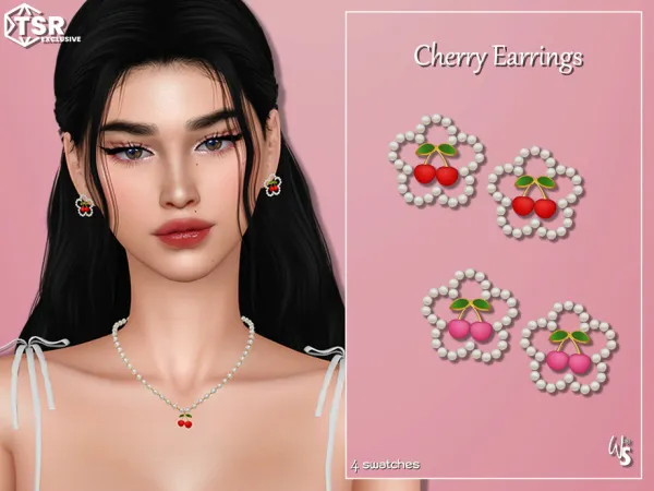 Alpha Cherry Earrings by wisteriasims - The Sims 4 Custom Content