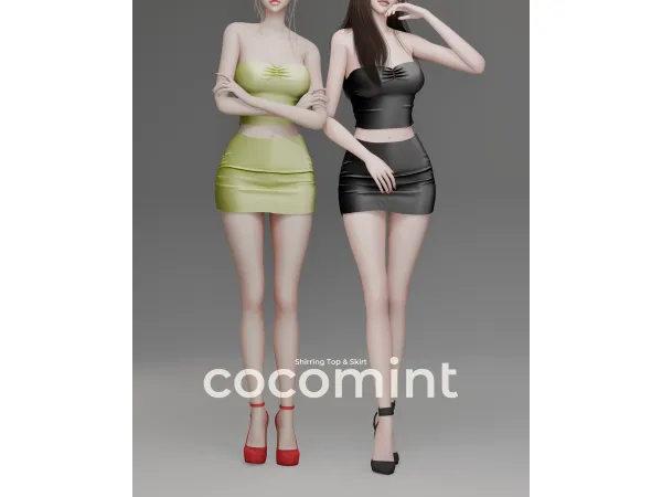 Alpha Shirring Top Skirt by Cocomint] - The Sims 4 Custom Content