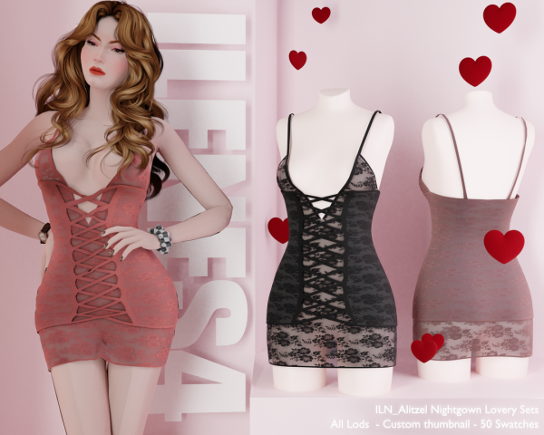 Mix ILN Alitzel Nightgown by ilenes4 - The Sims 4 Custom Content