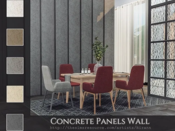 Alpha Concrete Panels Wall - The Sims 4 Custom Content