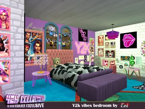 Mix Y2k Vibes Bedroom - The Sims 4 Custom Content