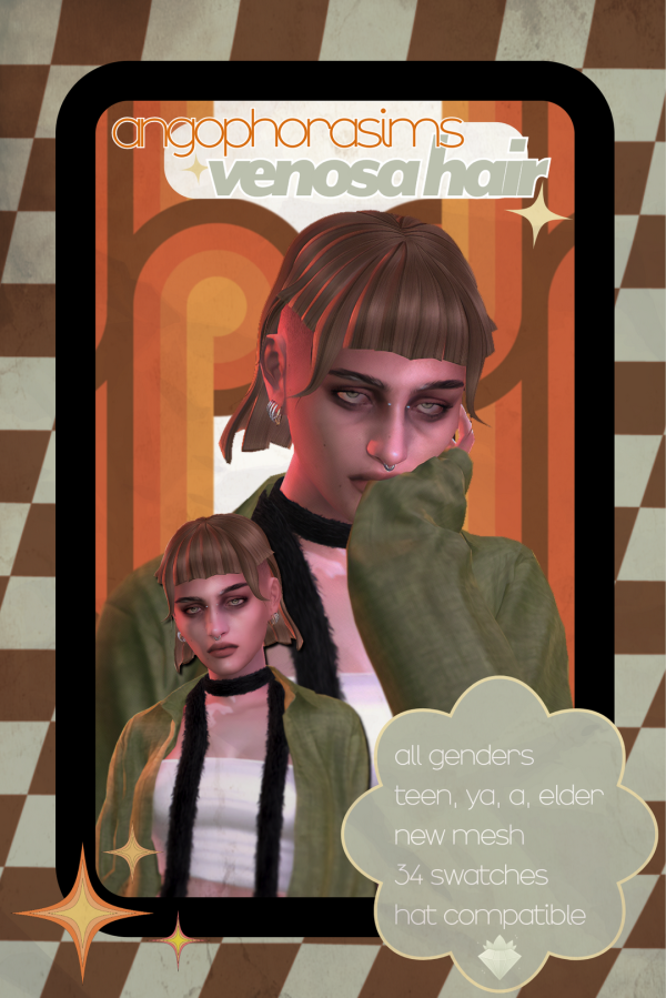 Maxis Match Venosa Hair by angophorasims - The Sims 4 Custom Content