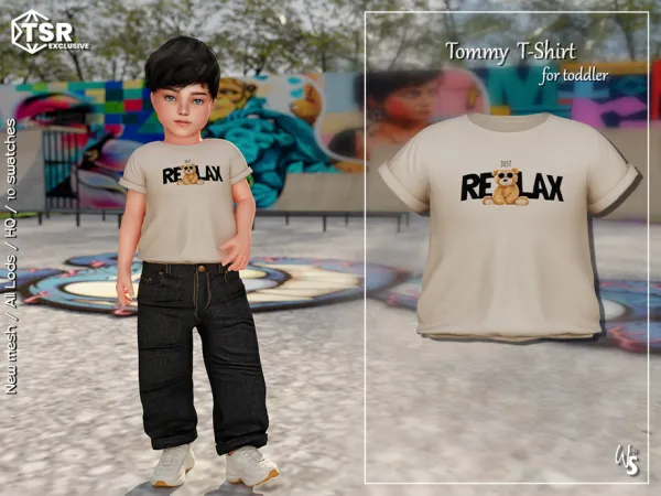 Alpha Tommy T Shirt for toddler by wisteriasims - The Sims 4 Custom Content