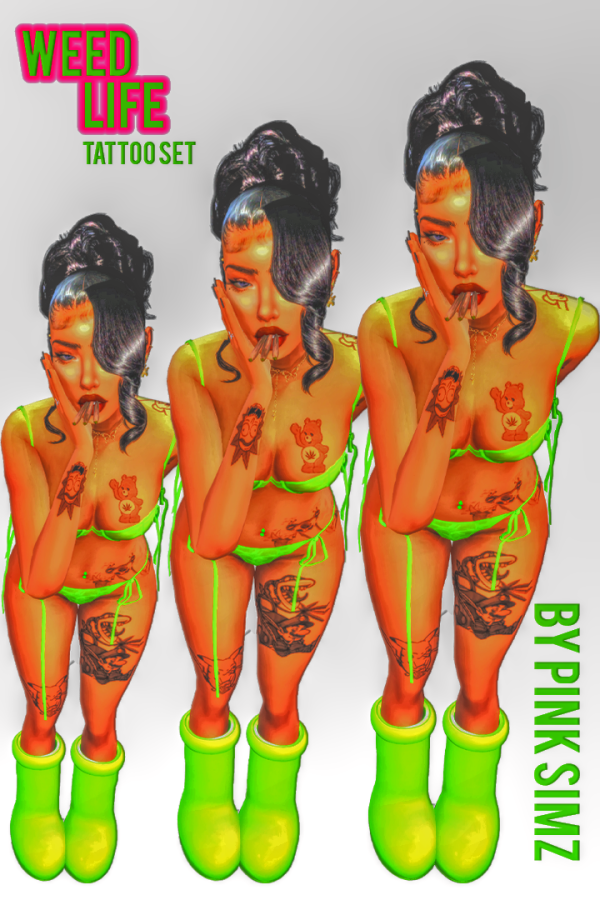 Mix WEED LIFE 420 TATTOO REVAMP by simsfinds - The Sims 4 Custom Content
