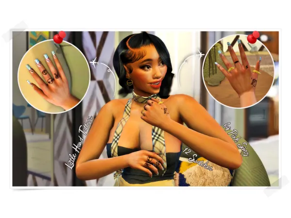 Mix LITTLE HAND TATTOOS COLLECTION by PinkSimz - The Sims 4 Custom Content