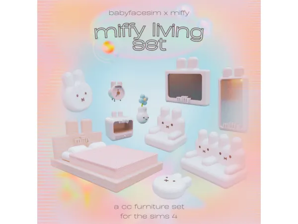 Maxis Match MIFFY LIVING SET by babyfacesim - The Sims 4 Custom Content