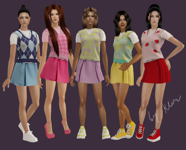 TwoLooksWithTrendyVest by simsfinds - The Sims 2 Custom Content