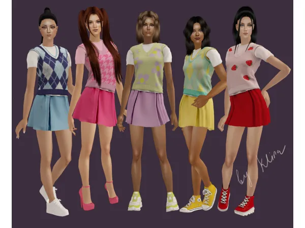 TwoLooksWithTrendyVest by Klira - The Sims 2 Custom Content
