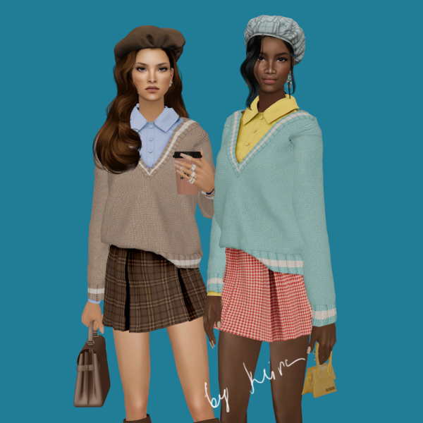 Klira AF Top Preppy Winter Look07 by simsfinds - The Sims 2 Custom Content