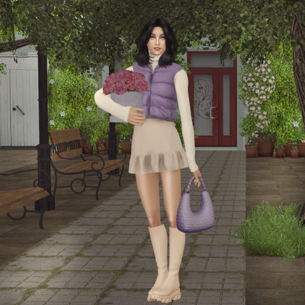 Klira AF Top Mini SkirtWPufVest by simsfinds - The Sims 2 Custom Content