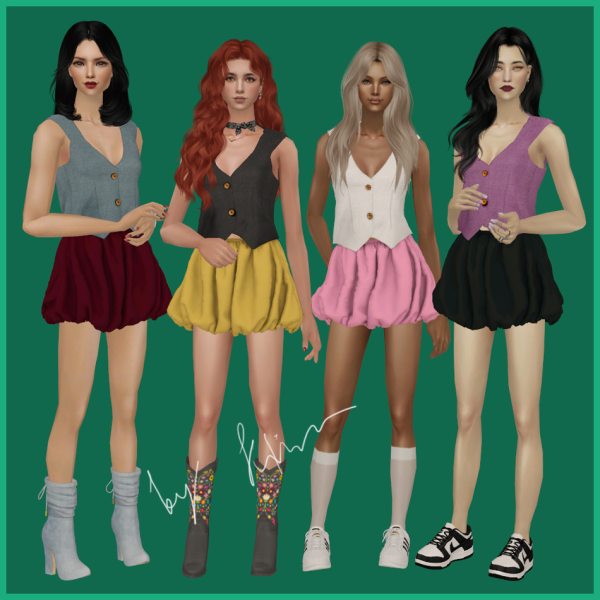 Klira AF Top Mini Ballon Skirt by simsfinds - The Sims 2 Custom Content