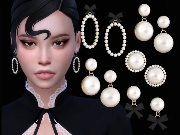 Mix Pearl Earring Set - The Sims 4 Custom Content
