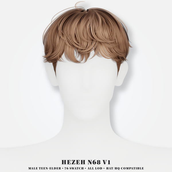 Alpha [Hezeh]Hair_No68 V1 by hezeh - The Sims 4 Custom Content