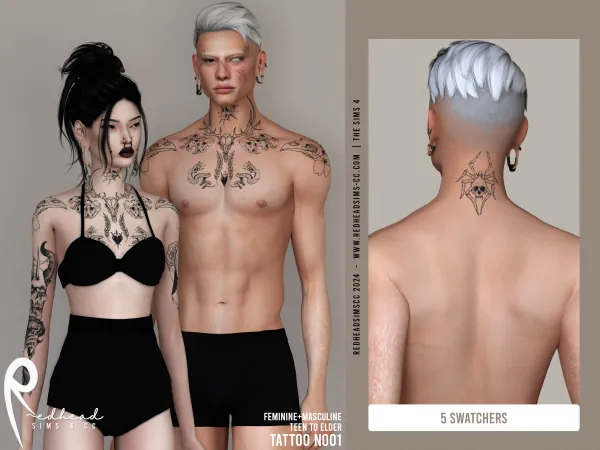 Mix AF AM TATTOO N001 - The Sims 4 Custom Content