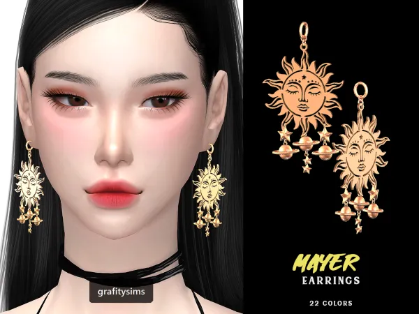 Alpha Mayer Earrings - The Sims 4 Custom Content