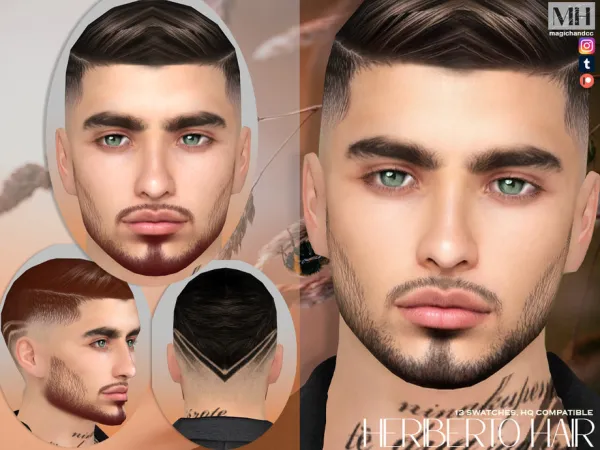 Alpha Heriberto Hair - The Sims 4 Custom Content