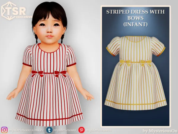 Alpha Striped dress with bows Infant by MysteriousOo - The Sims 4 Custom Content