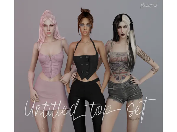 Alpha Untitled top set by plazasims - The Sims 4 Custom Content