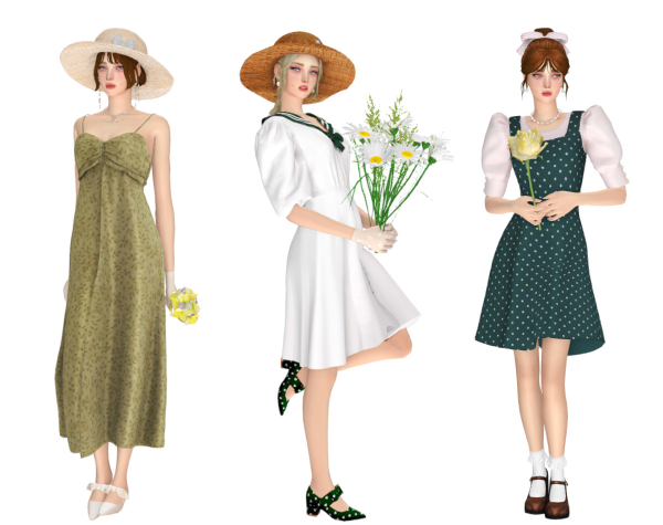 Alpha Cottagecore Spring Picnic Outfit by simsfinds - The Sims 4 Custom Content
