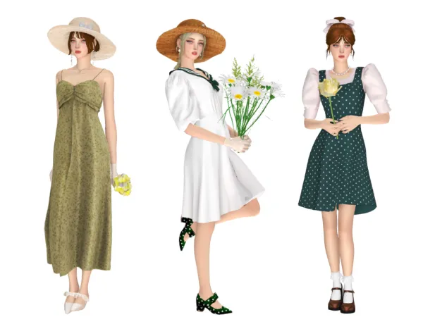 Alpha Cottagecore Spring Picnic Outfit by thekims4 - The Sims 4 Custom Content