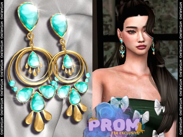 Alpha pair of elegant luxury prom earrings na 0236 by Mydarling20 - The Sims 4 Custom Content