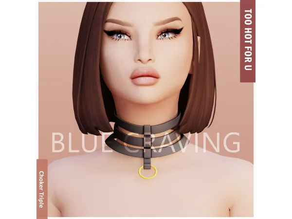 Maxis Match Blue Craving Choker Triple - The Sims 4 Custom Content