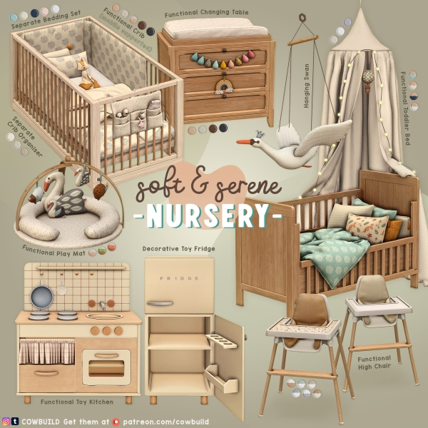 Mix May 2023 Set (1) Soft Serene Nursery by cowbuild - The Sims 4 Custom Content