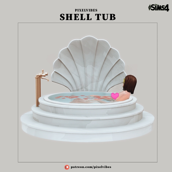 Alpha Shell Tub by pixelvibes - The Sims 4 Custom Content
