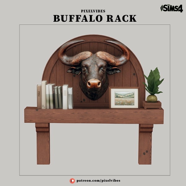 Alpha Buffalo Rack by pixelvibes - The Sims 4 Custom Content
