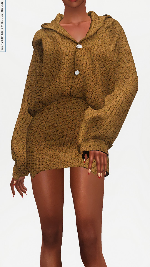 GorillaX3 Knitted Two Piece Hoodie Dress 4t3 rolls by simsfinds - The Sims 3 Custom Content