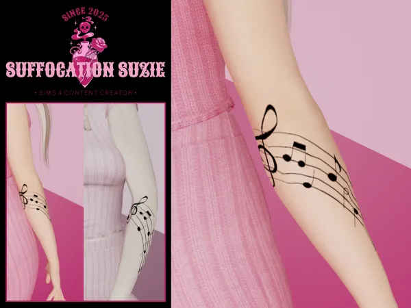 Mix Music Notes Tattoo RA HQ by SuffocationSuzie - The Sims 4 Custom Content