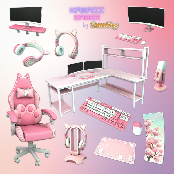 Maxis Match Kawaii Gamer Set by comiko - The Sims 4 Custom Content
