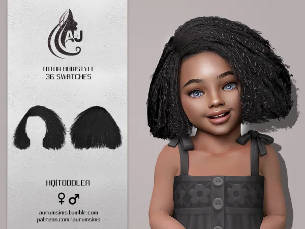 Alpha Tutor Curly hairstyle for toddlers - The Sims 4 Custom Content