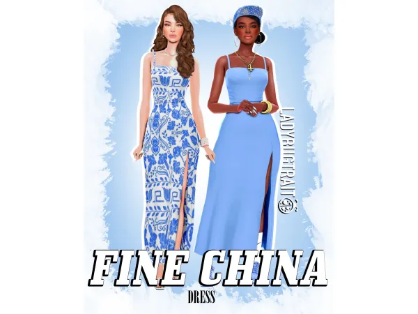 Maxis Match Fine China Dress u2013 Two Moods One Dress by Ladybugtrait - The Sims 4 Custom Content