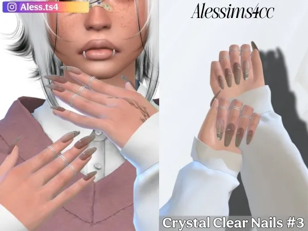 Alpha Crystal Clear Nails N3 - The Sims 4 Custom Content
