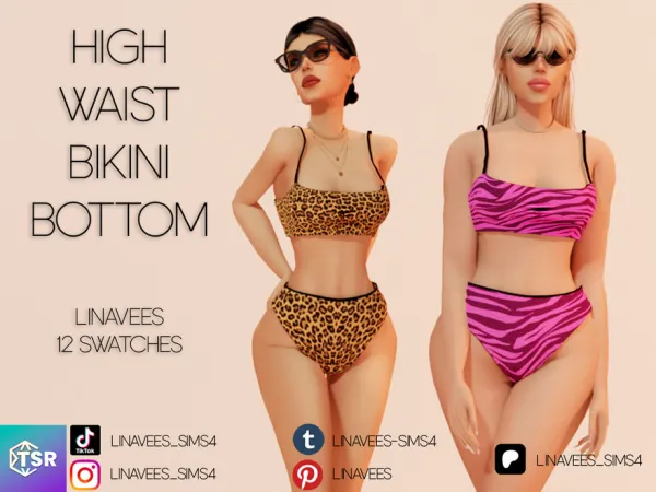 LOGAN - PRINT HIGH WAIST BIKINI BOTTOM by linavees