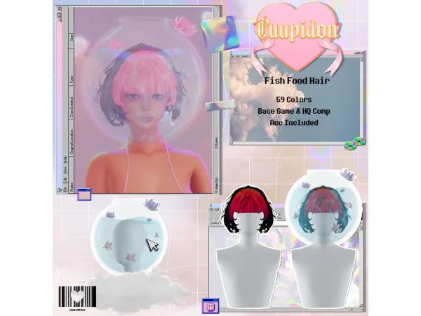 Maxis Match cuupidon fish food hair - The Sims 4 Custom Content