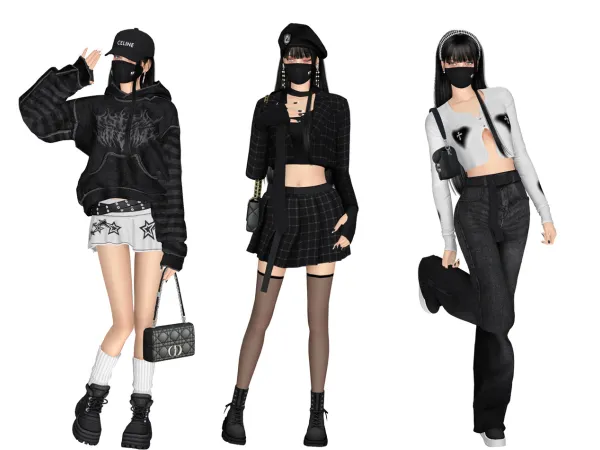 Alpha (Asian Y2K) Acubi Outfit Lookbook by thekims4 - The Sims 4 Custom Content