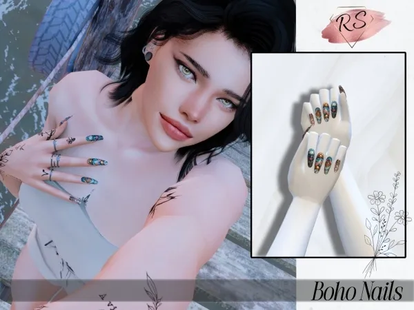 Alpha Boho Nails - The Sims 4 Custom Content