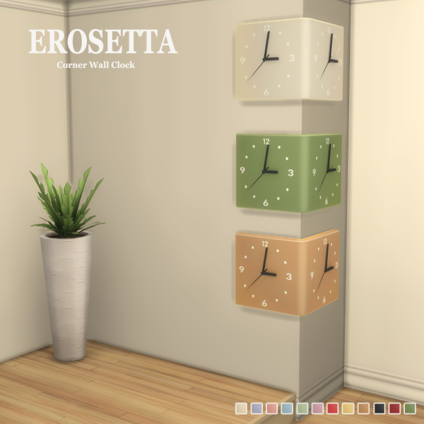 Maxis Match [ERosetta]Corner Wall Clock with Light by simsfinds - The Sims 4 Custom Content