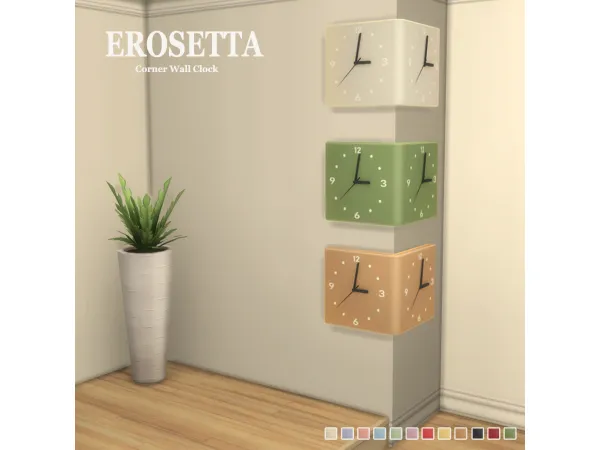 Maxis Match [ERosetta]Corner Wall Clock with Light - The Sims 4 Custom Content