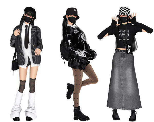 Alpha (Asian Y2K) Acubi Outfit Lookbook by simsfinds - The Sims 4 Custom Content