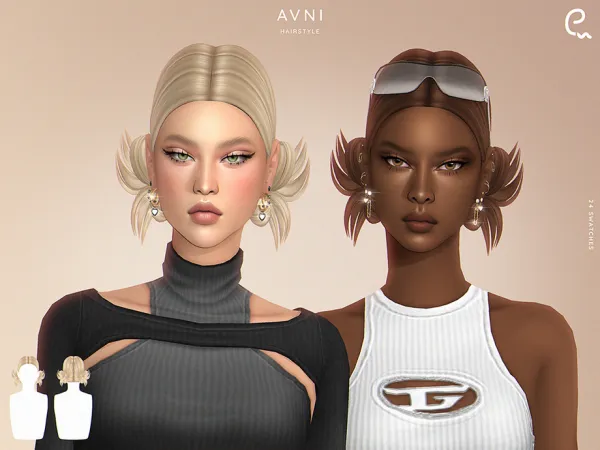 Maxis Match Avni Hairstyle by Enriques4 - The Sims 4 Custom Content